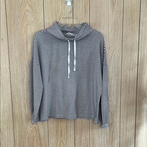 LOFT Black and White Striped Lounge Top